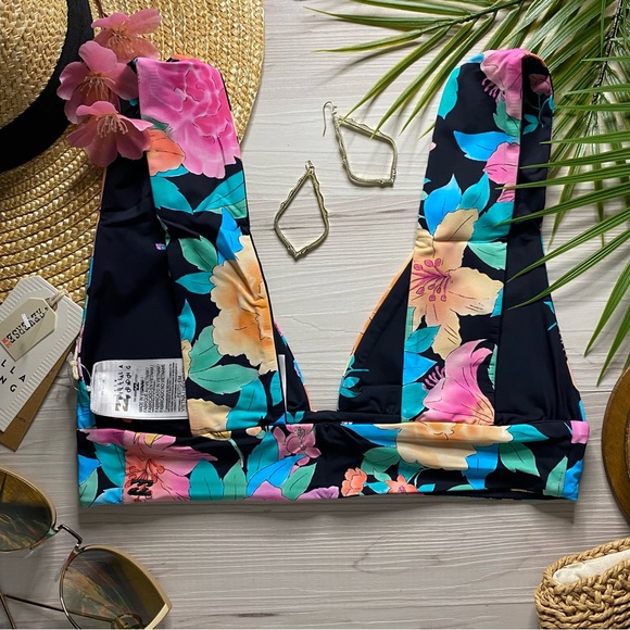 Billabong ☀️ Floral Reversible Tropical Plunge Bikini Top - Picture 6 of 16